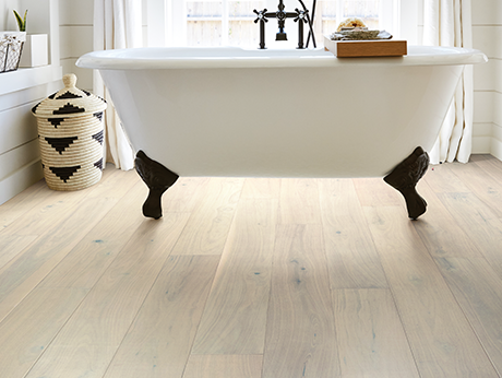 bathroom with hardwood floor from Carpet City & Flooring Center in the Fairfield, CT area